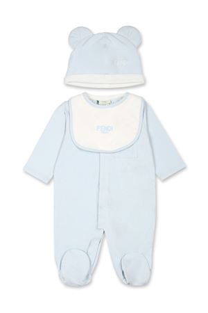 set nascita in cotone azzurro FENDI KIDS | BUK119ST8F19J4